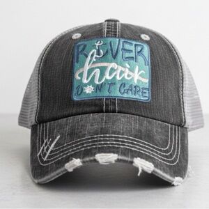🆕 “River Hair Don’t Care” Distressed Gray Snap Back Mesh Trucker Hat